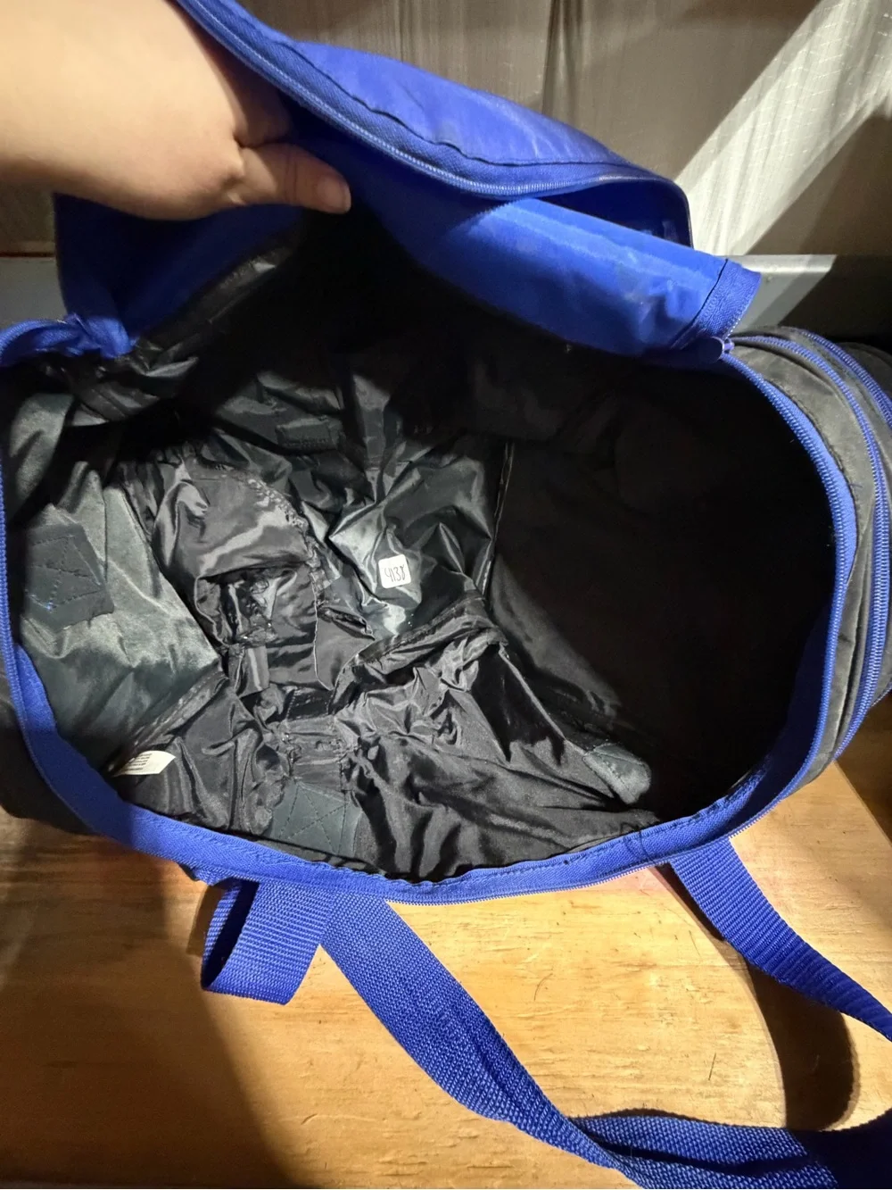 #4138-Blue and Black Men's Duffel Bag - Lightweight Travel Tote